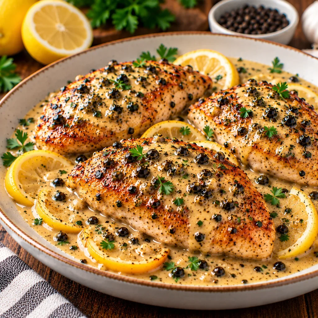 Lemon Chicken Au Poivre