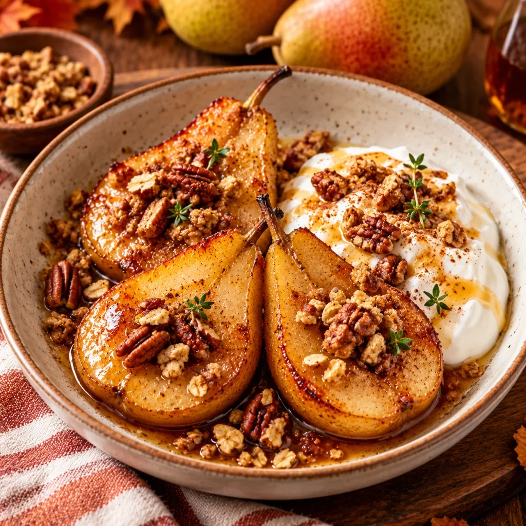 Maple-Roasted Pears with Greek Yogurt