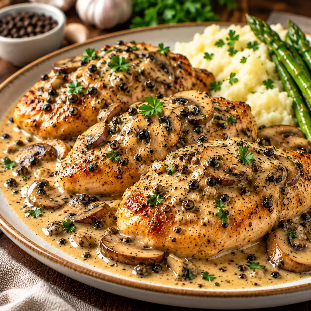 Mushroom Chicken Au Poivre