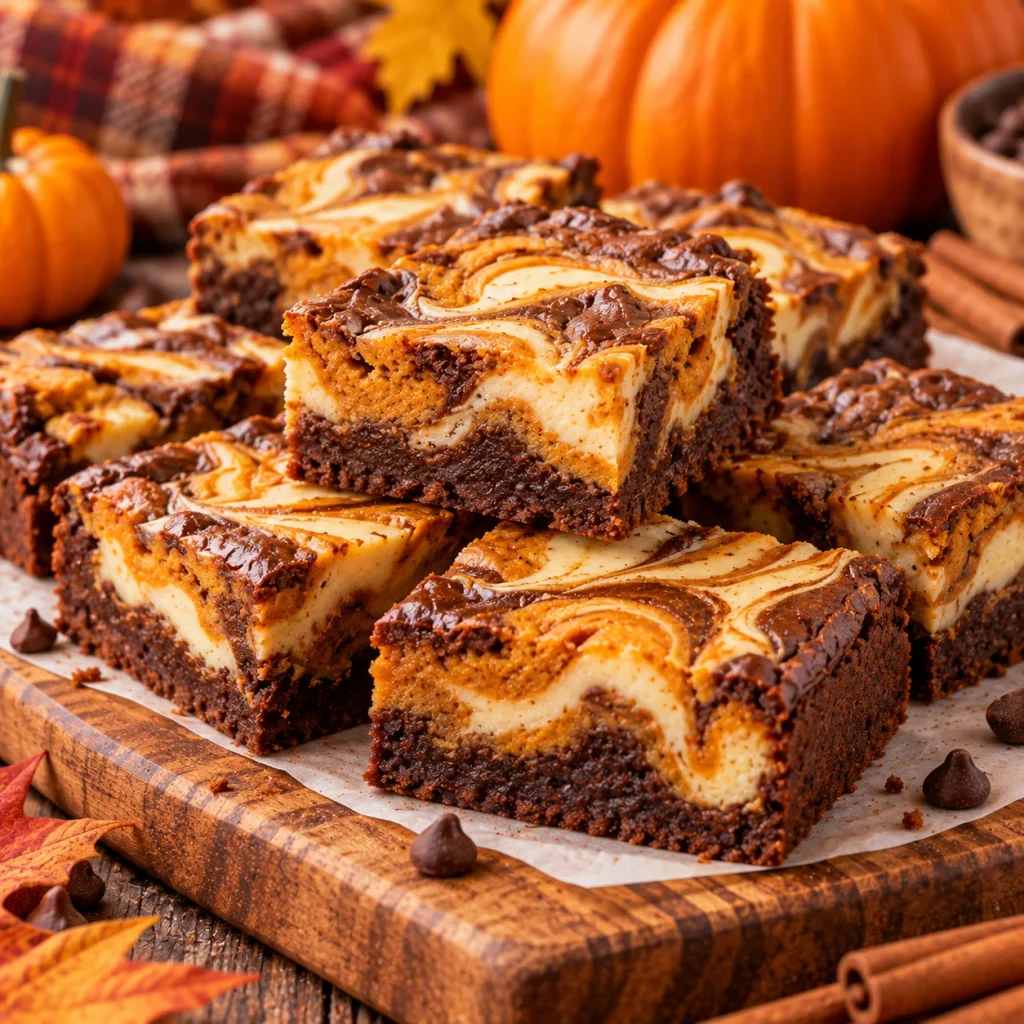 Pumpkin Cream Cheese Swirl Brownies