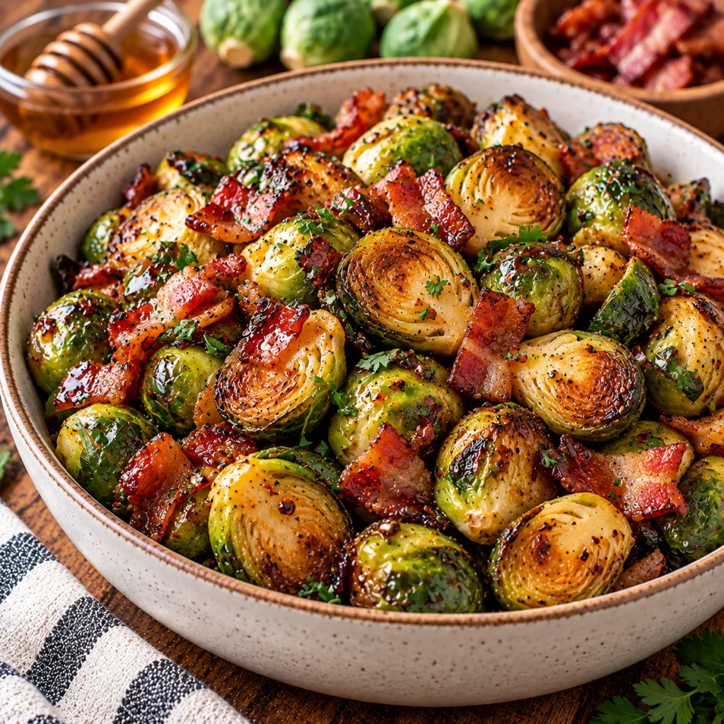 Roasted Brussels Sprouts with Bacon and Maple