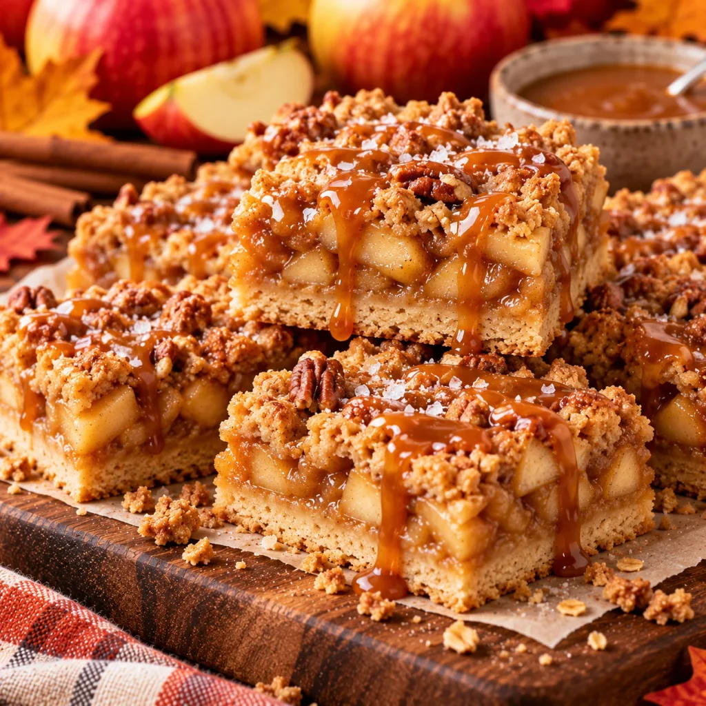 Salted Caramel Apple Crumble Bars