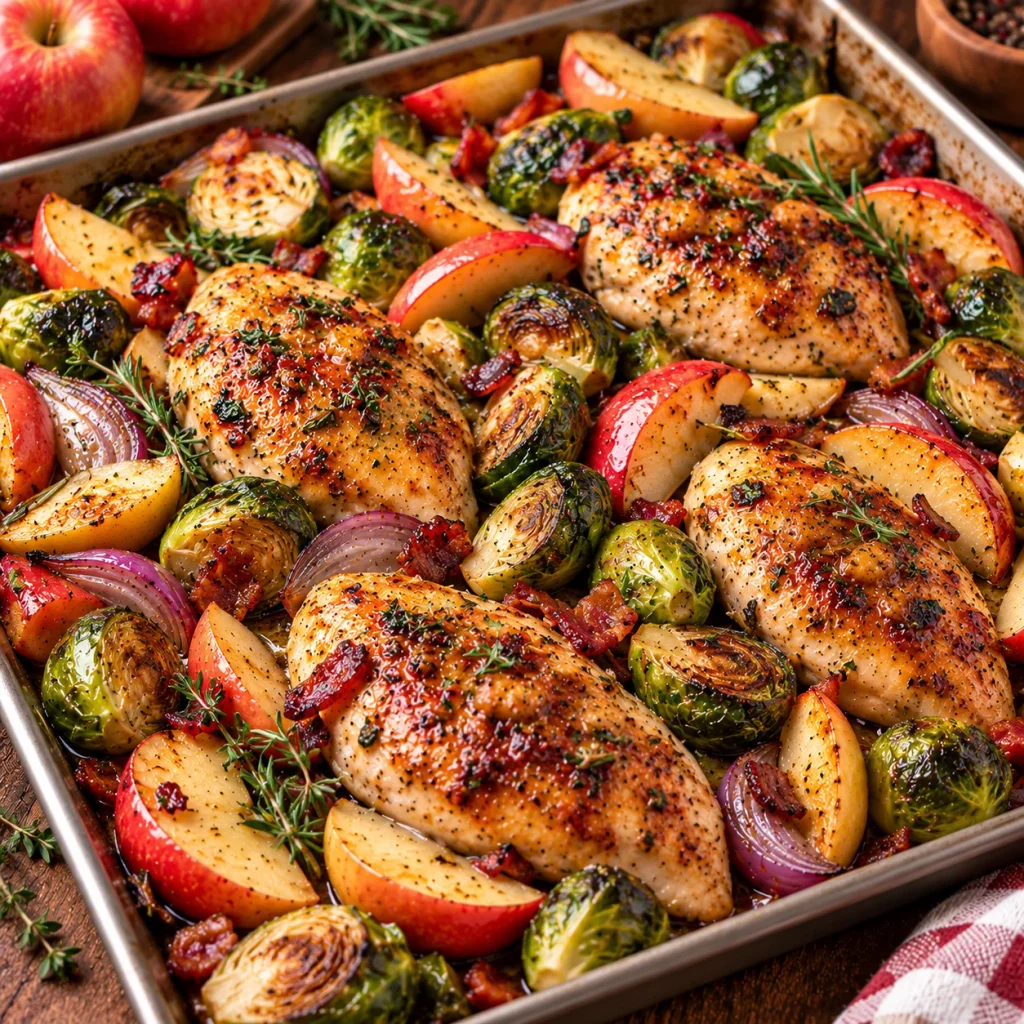 Sheet-Pan Chicken with Brussels Sprouts and Apples