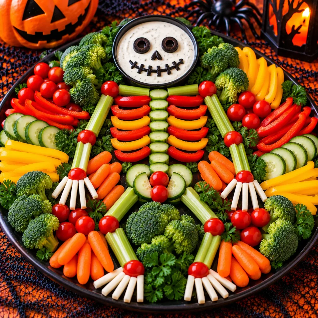 Skeleton Veggie Platter with Ranch Dip