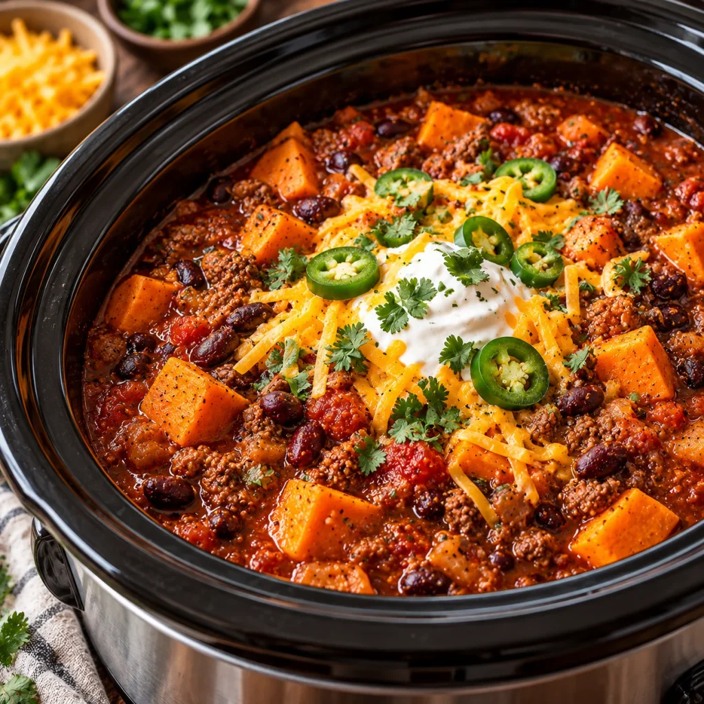Slow Cooker Beef and Sweet Potato Chili