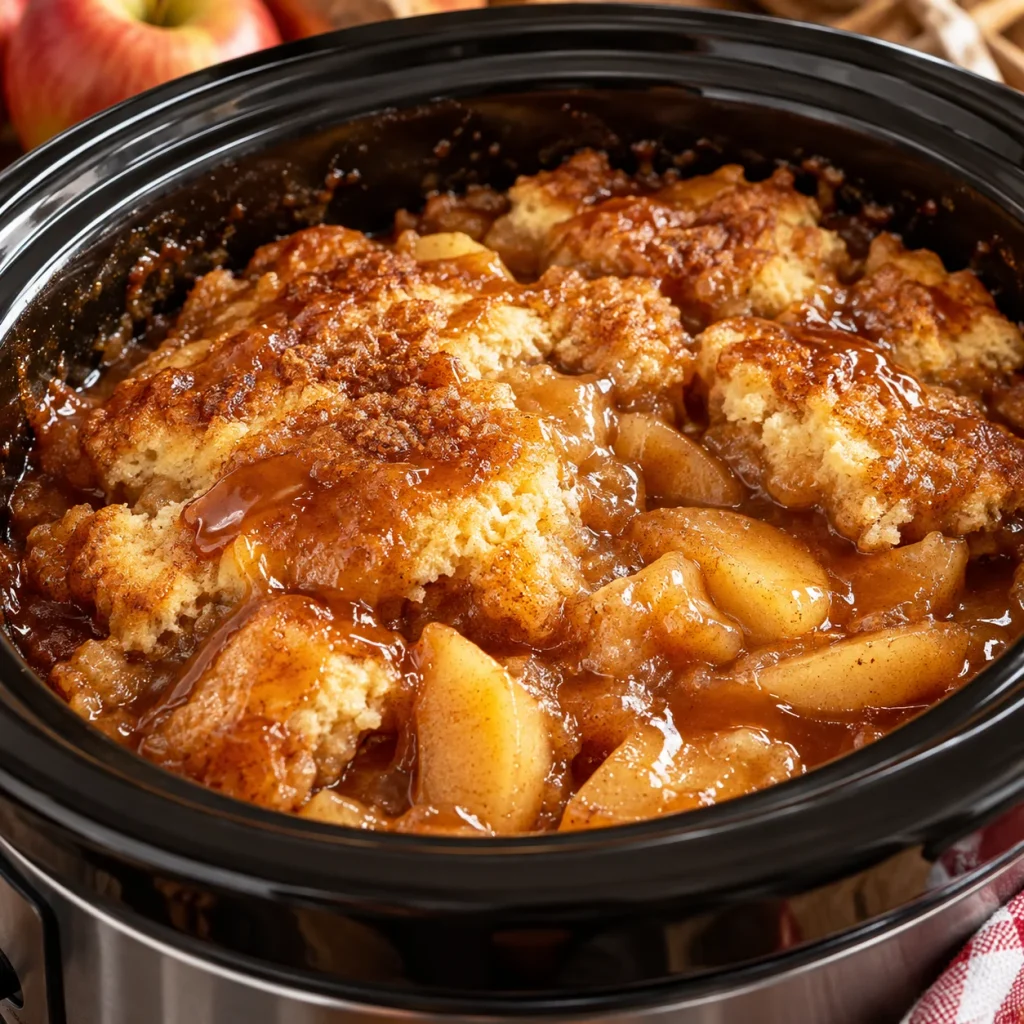 Slow Cooker Caramel Apple Cobbler