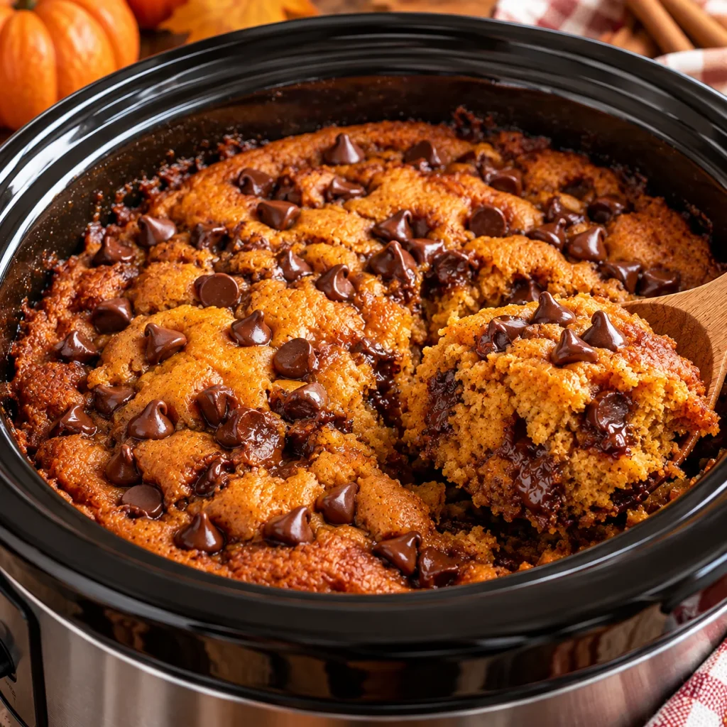 Slow Cooker Pumpkin Chocolate Chip Cake