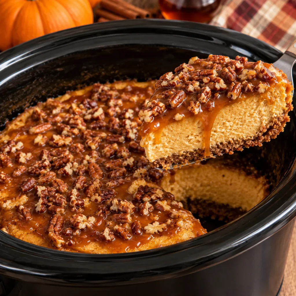 Slow Cooker Pumpkin Maple Cheesecake