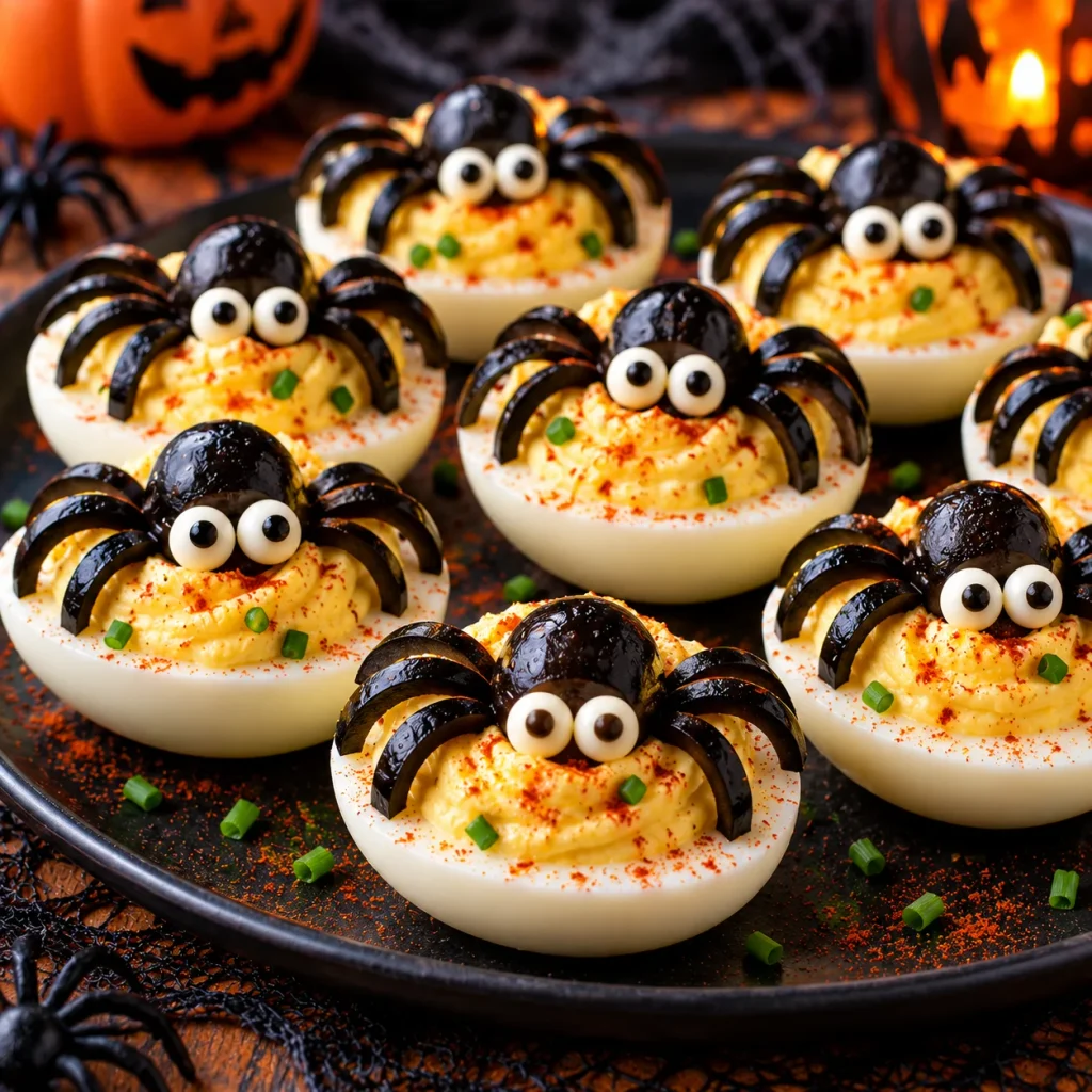 Spider Deviled Eggs