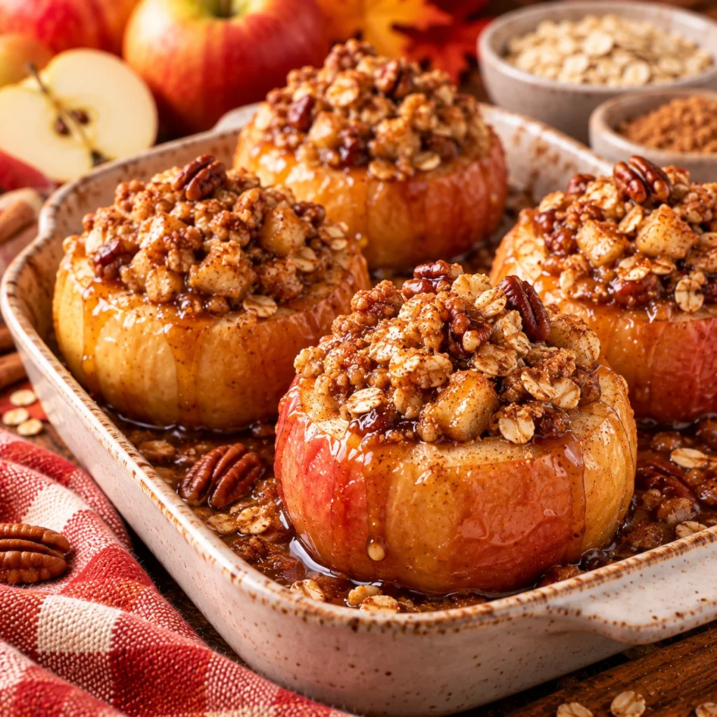 Warm Baked Apples with Cinnamon Oat Filling