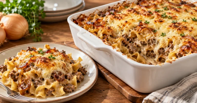 cheesy french onion beef casserole