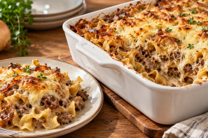cheesy french onion beef casserole