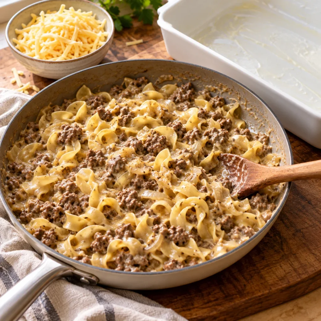 Step-by-Step Instructions For Cheesy French Onion Beef Casserole