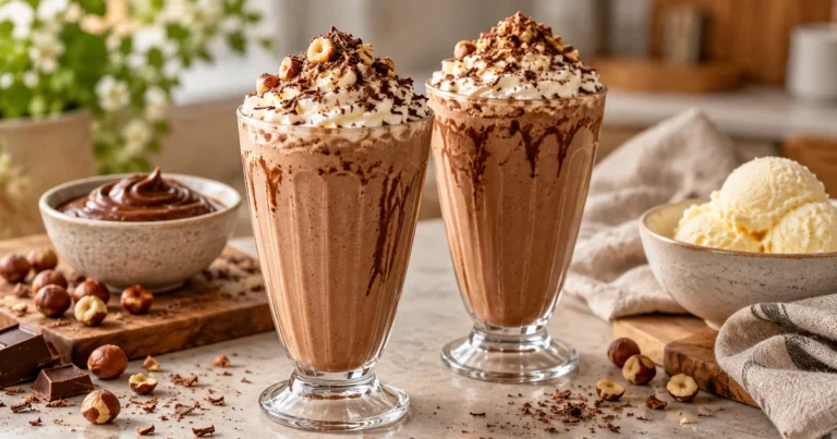 nutella milkshake with vanilla ice cream